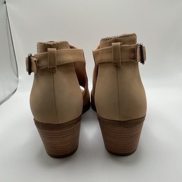 Lucky Brand Sandals Womens 7M Tan Brown Leather Open Toe Slingback Block Heel - Picture 3 of 11